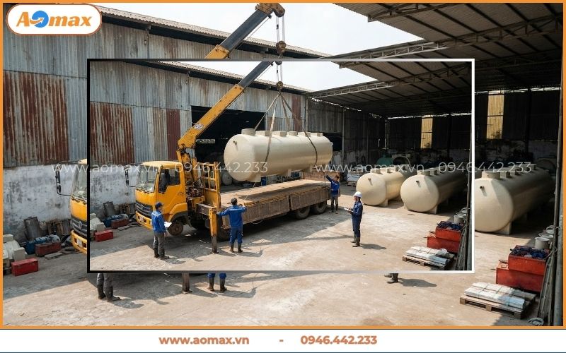 Vận chuyển module composite xử lý nước thải sinh hoạt khu dân cư