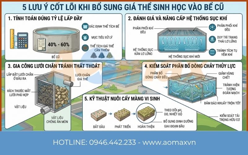 5 lưu ý cốt lõi khi bổ sung giá thể sinh học vào bể cũ