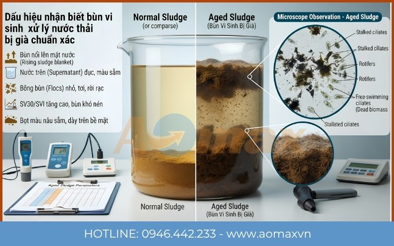 Dấu hiệu bùn vi sinh xử lý nước thải bị già