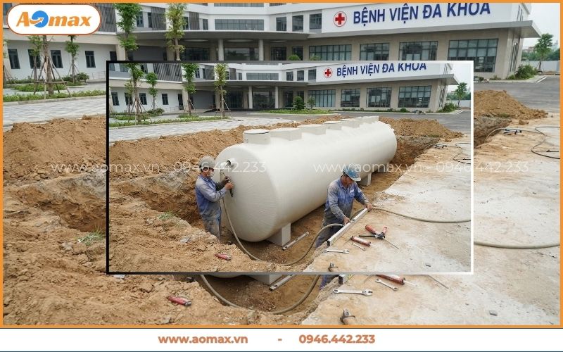 Kỹ sư AOmax lắp đặt module xử lý nước thải y tế phòng khám nha khoa