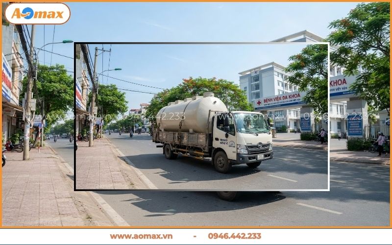 Vận chuyển bồn composite xử lý nước thải y tế đến công trình