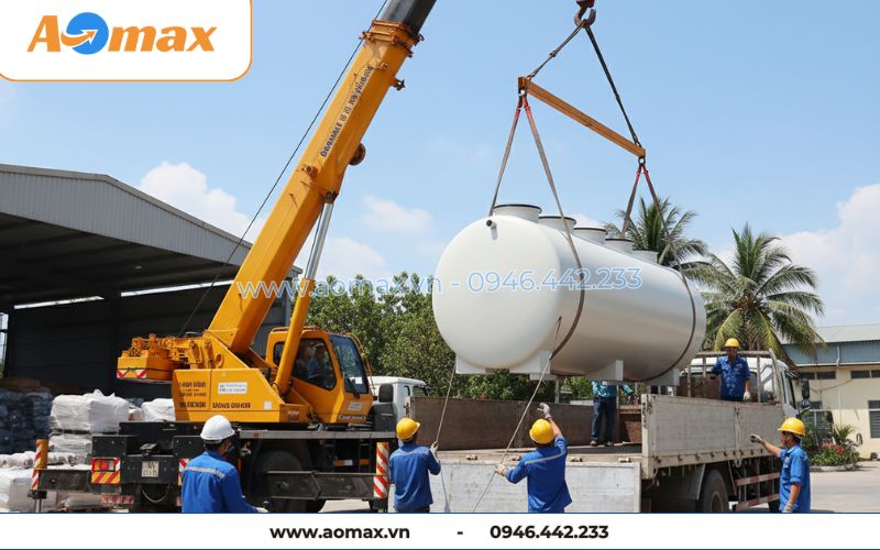 Xe cẩu hệ thống xử lý nước thải tại chỗ 10m3/ngày lên xe vận chuyển
