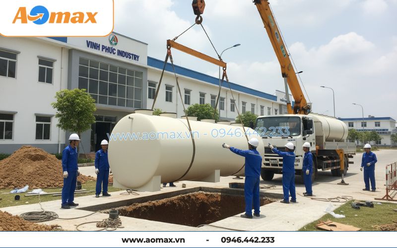 AOmax thi công lắp đặt hệ thống xử lý nước thải tại chỗ 14m3/ngày