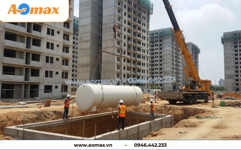 Hạ đặt hệ thống xử lý nước thải tại chỗ 17m3 xuống hố