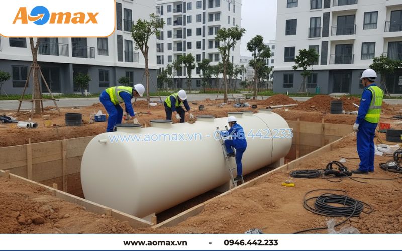 Chôn ngầm hệ thống xử lý nước thải tại chỗ 17m3