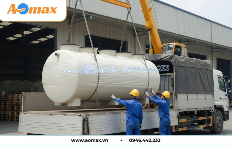 Vận chuyển hệ thống xử lý nước thải tại chỗ 5m3 AOmax Jokaso lên xe