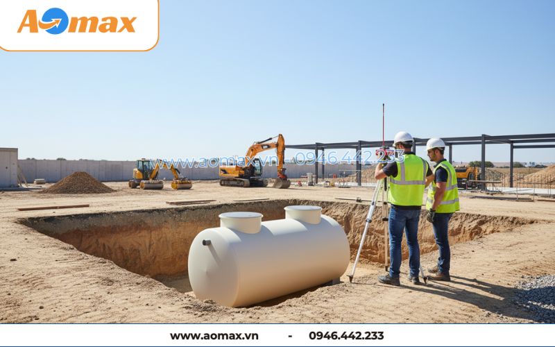 AOmax lắp đặt hệ thống xử lý nước thải tại chỗ 1m3 tại công trường.