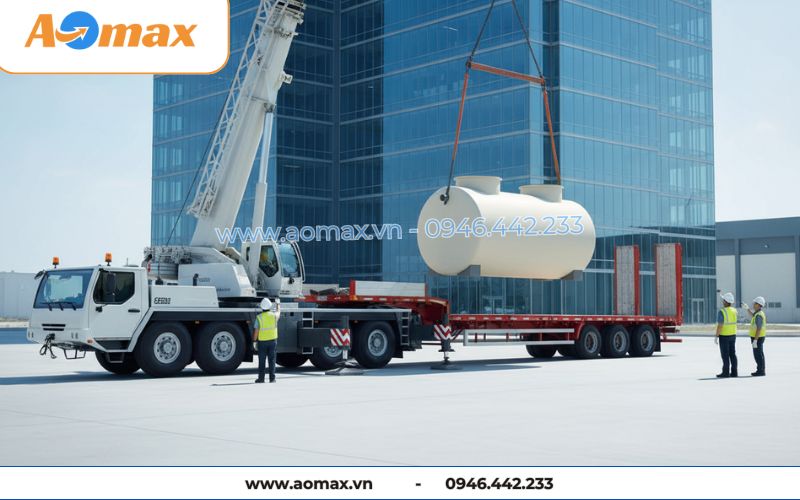 Thi công lắp đặt hệ thống xử lý nước thải tại chỗ 1m3 AOmax Jokaso.