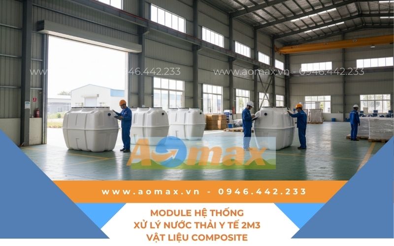 Module hệ thống xử lý nước thải y tế 2m3 vật liệu Composite.