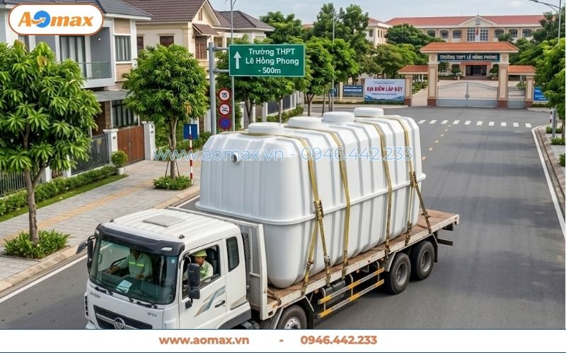 Xe tải giao nhanh bể tự hoại Composite 10m3 tận nơi
