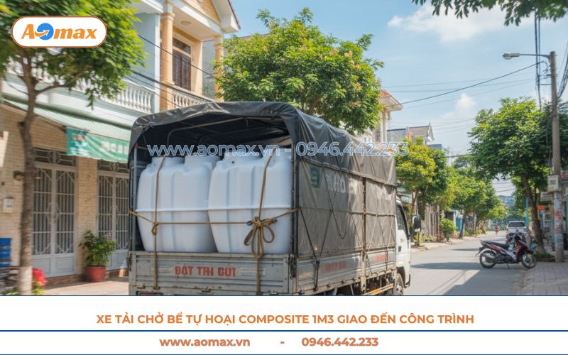 Xe tải chở bể tự hoại Composite 1m3 giao tận công trình