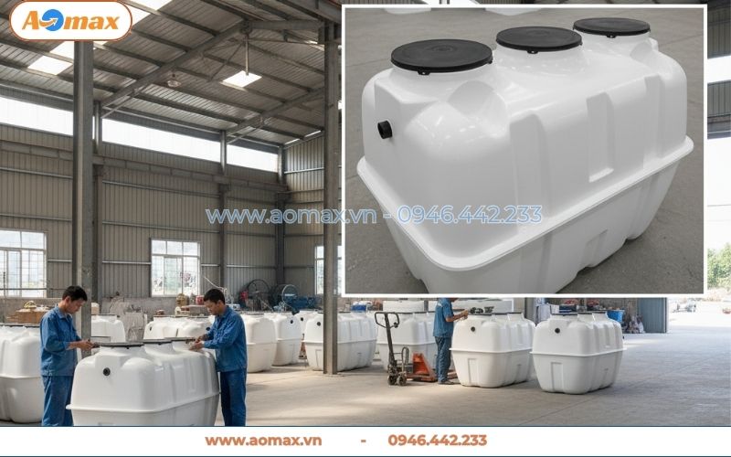 Xưởng sản xuất trực tiếp bể tự hoại Composite 2m3 AOmax