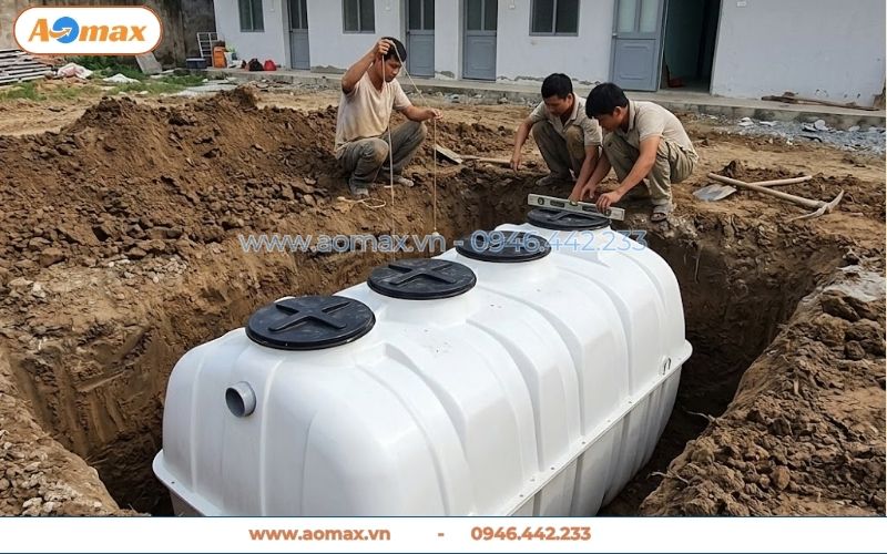 Dự án thực tế dùng bể tự hoại Composite 4m3 AOmax