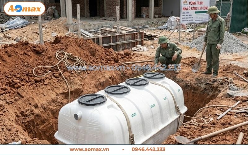 Thi công bể tự hoại Composite 5m3 nhanh chóng