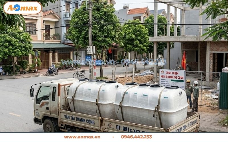 Vận chuyển nhanh bể tự hoại Composite 5m3 toàn quốc