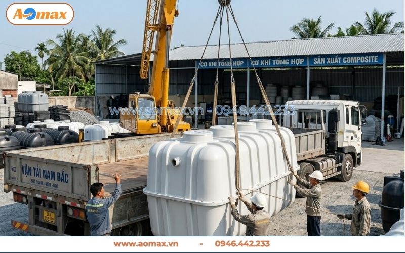 Bể tự hoại Composite 6m3 đáp ứng tốt cho quy mô dưới 24 người