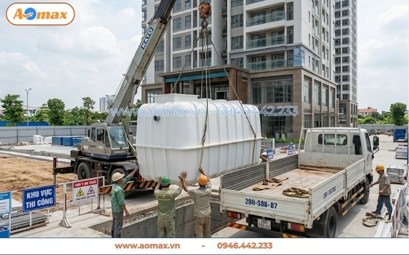 Thi công nhanh chóng bể tự hoại Composite 7m3 trong 1 ngày
