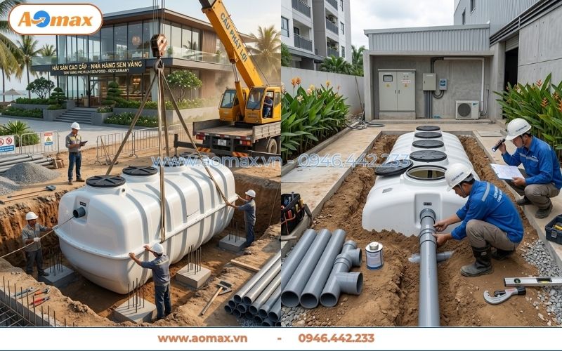 Bể tự hoại composite siêu bền khi chôn ngầm dưới lòng đất