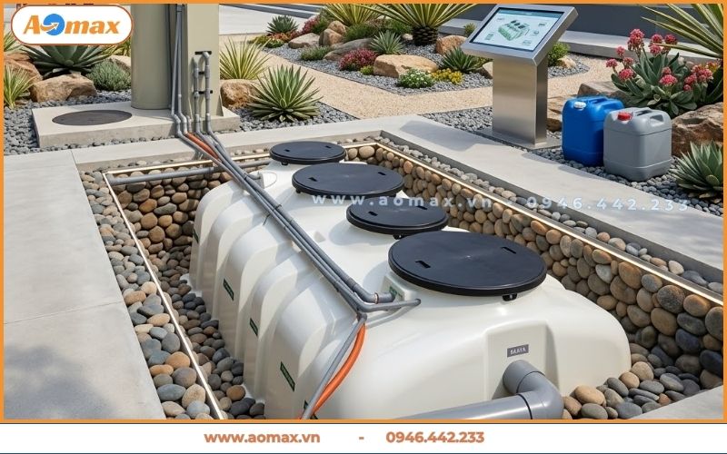 Bể tự hoại 3 ngăn composite AOmax chống rò rỉ tuyệt đối