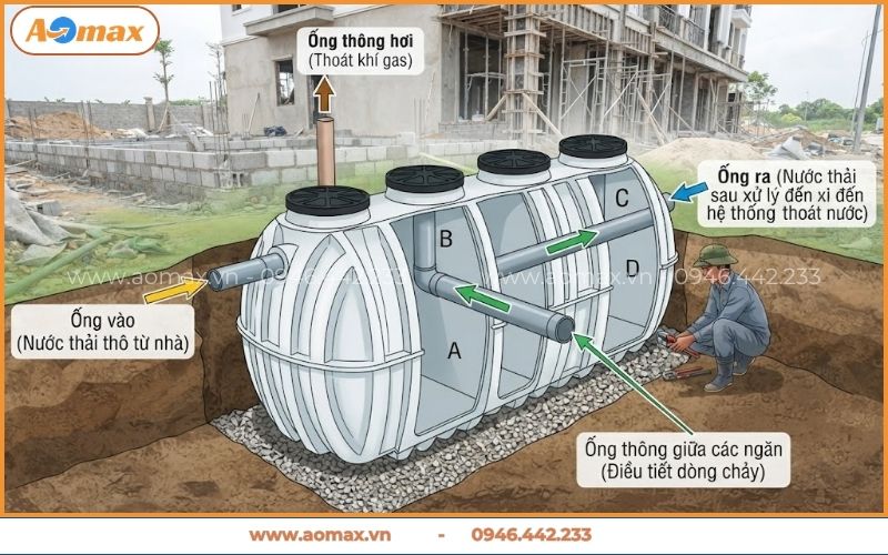 Các loại đường ống cần xử lý khi tiến hành lắp đặt bể tự hoại Composite