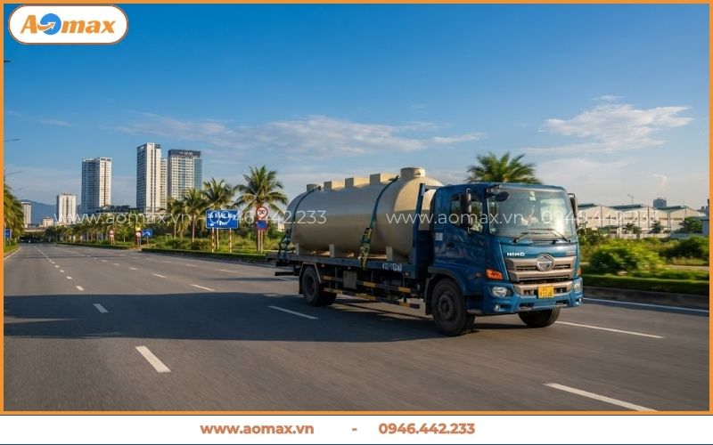Vận chuyển bồn bể xử lý nước thải Đà Nẵng đến công trình.
