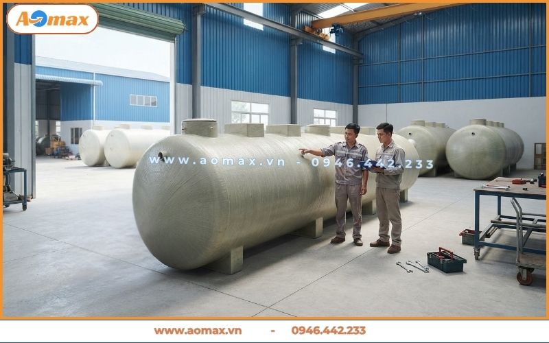 Xưởng gia công thiết bị xử lý nước thải Long An của AOmax.
