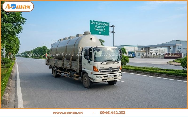 Xe vận chuyển hệ thống xử lý nước thải Phú Thọ
