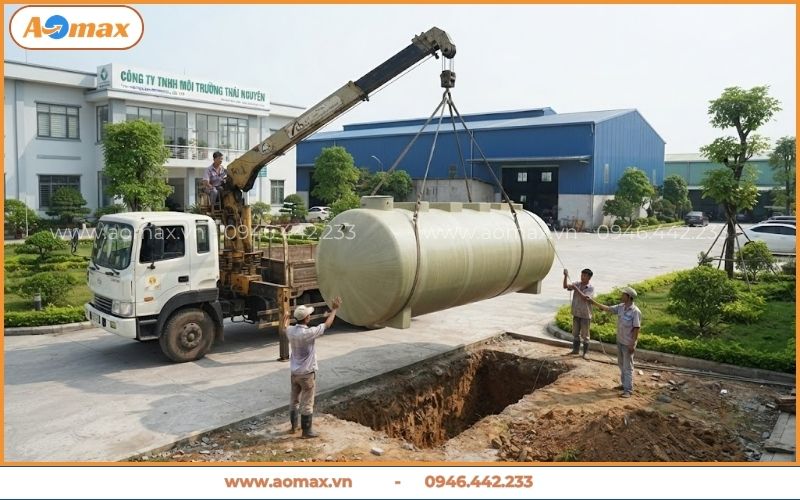 Đội ngũ nhân công thi công xử lý nước thải Thái Nguyên.