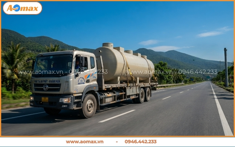 Vận chuyển thiết bị đến công trình xử lý nước thải Khánh Hòa