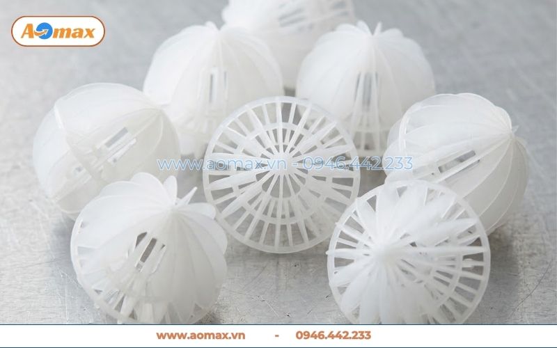 Giá thể vi sinh dạng cầu 16 cánh làm từ nhựa PP nguyên sinh