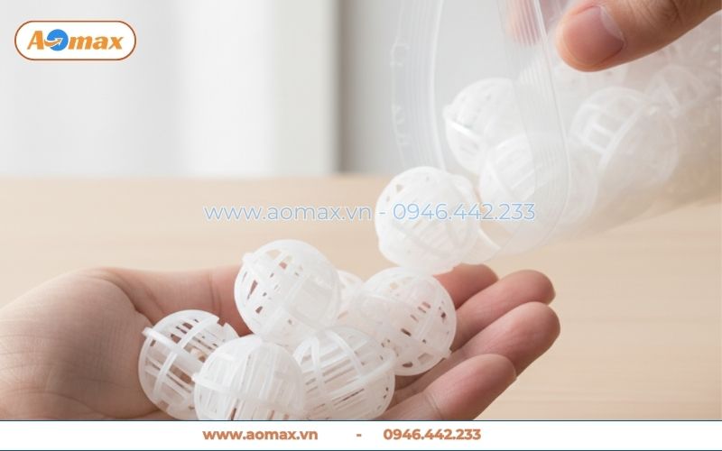 Giá thể vi sinh dạng cầu D50 màu trắng chính hãng, chất lượng tốt