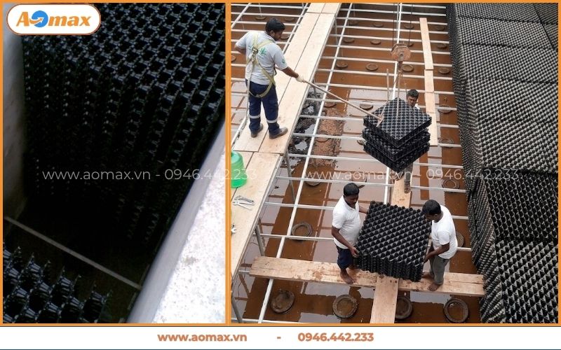Lắp đặt giá thể vi sinh dạng tổ ong cho nước thải sinh hoạt