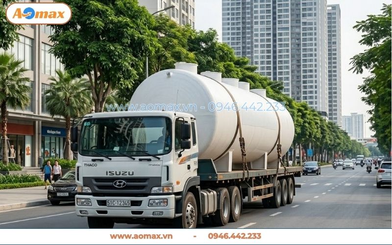 Xe vận chuyển hệ thống xử lý nước thải 15m3 đi tỉnh