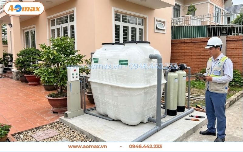 Lắp hệ thống xử lý nước thải 1m3 tại biệt thự mini