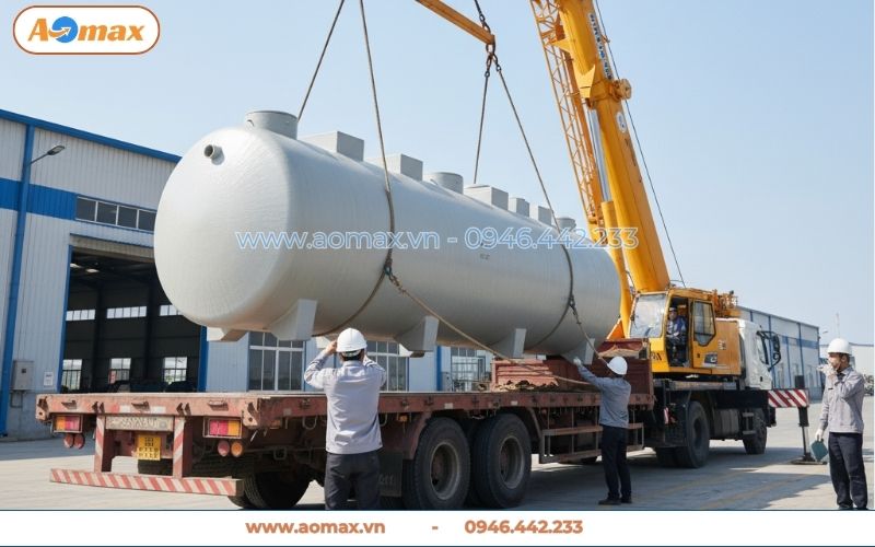 Cẩu tải vận chuyển hệ thống xử lý nước thải 200m3