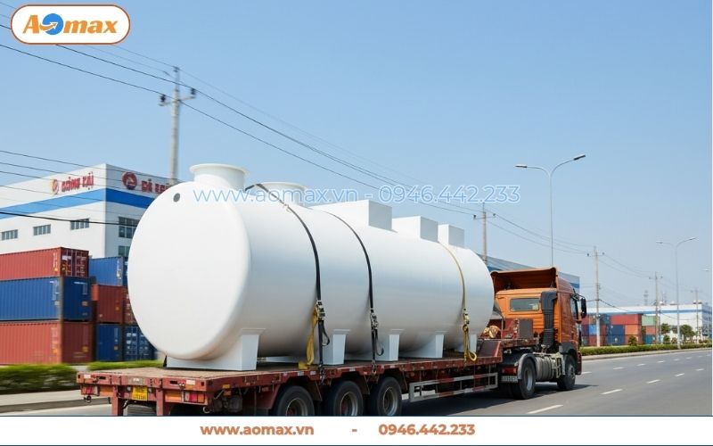 Xe tải vận chuyển hệ thống xử lý nước thải 20m3 đi tỉnh