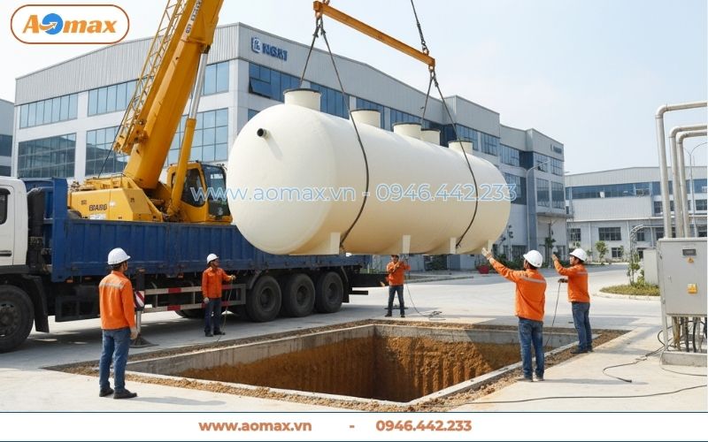  Kỹ sư AOmax thi công hệ thống xử lý nước thải 25m3