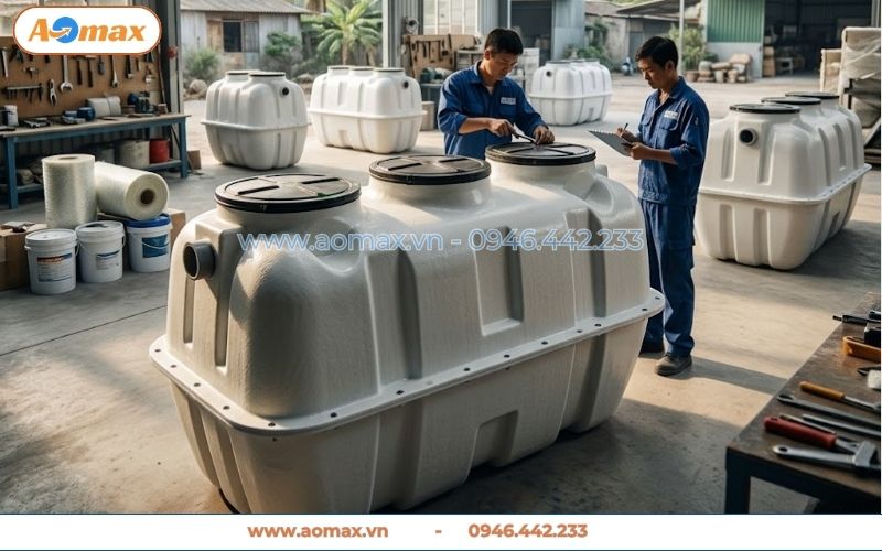 Sản xuất hệ thống xử lý nước thải 2m3 tại xưởng AOmax