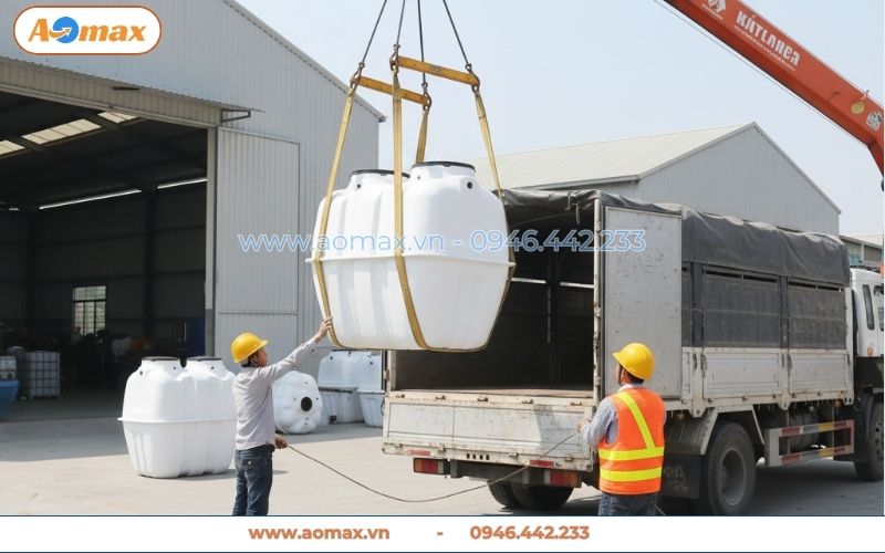 Vận chuyển hệ thống xử lý nước thải 500 lít đến công trình