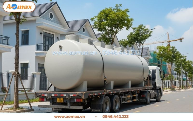 Vận chuyển hệ thống xử lý nước thải 500m3 đến công trình