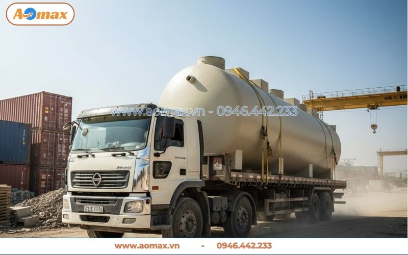 Vận chuyển hệ thống xử lý nước thải 70m3 đến công trình