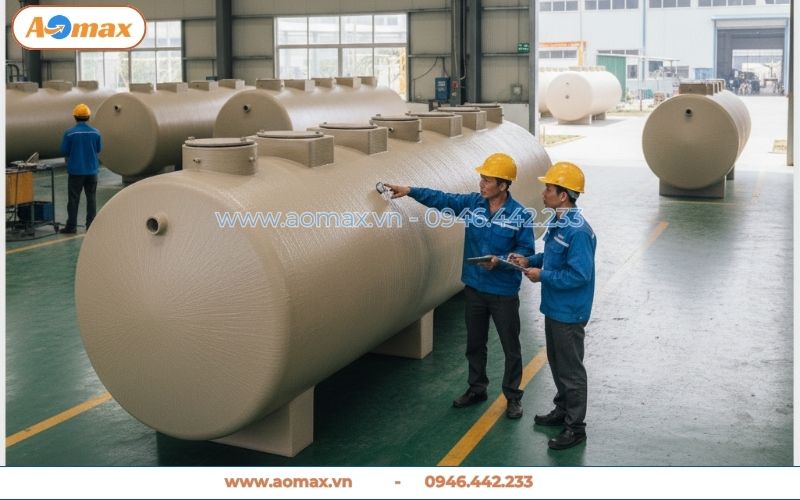 Đúc bồn composite hệ thống xử lý nước thải 90m3