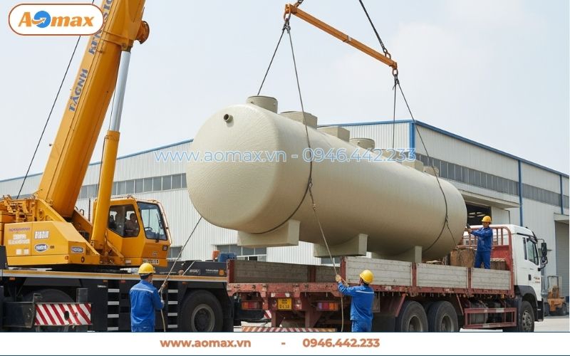 Vận chuyển hệ thống xử lý nước thải 90m3 đến công trình