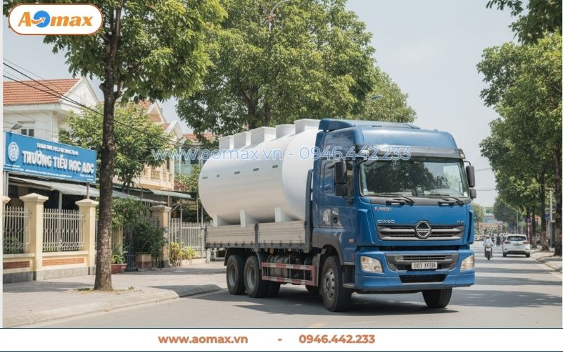 Vận chuyển an toàn hệ thống xử lý nước thải 9m3 đến công trình