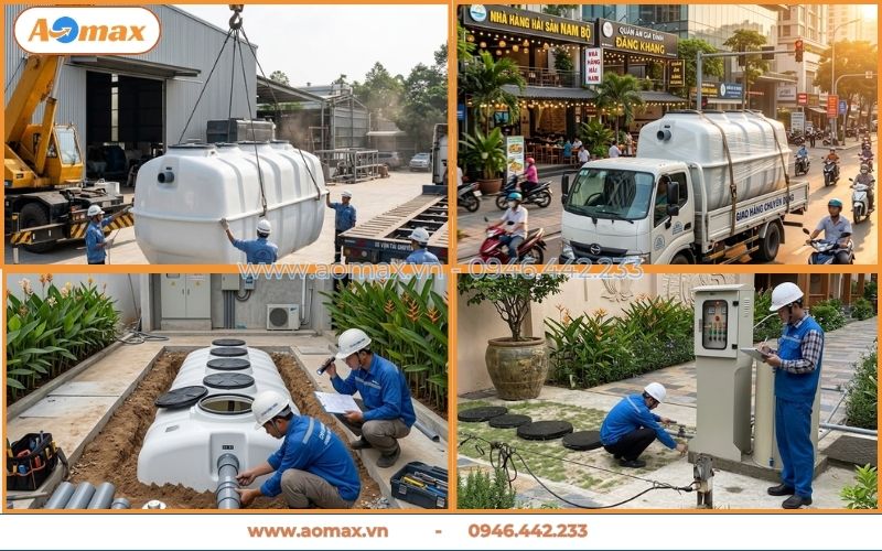 AOmax thi công quy trình xử lý nước thải sinh hoạt uy tín.