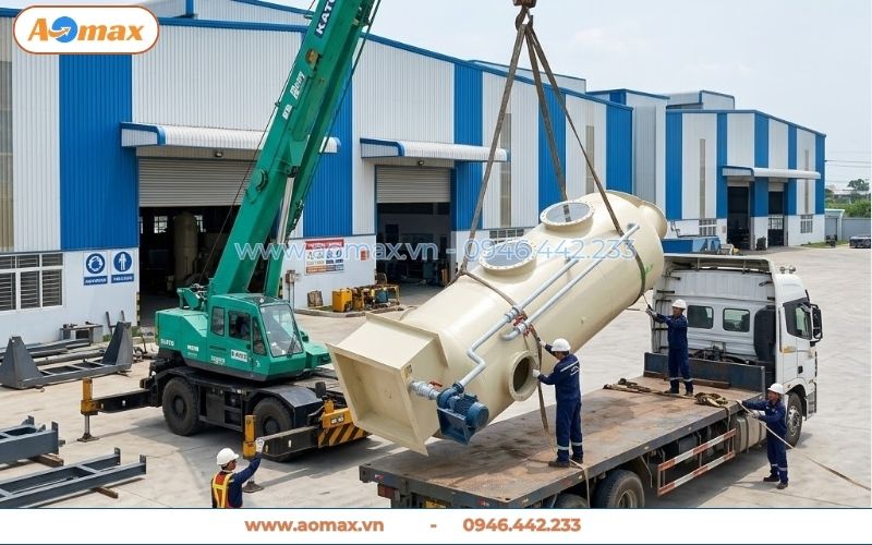 Tháp hấp thụ xử lý khí thải D1200 vật liệu Composite FRP