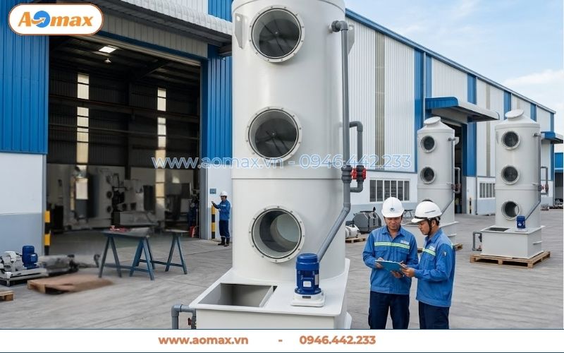 Xưởng chế tạo tháp hấp thụ xử lý khí thải D1500 uy tín toàn quốc