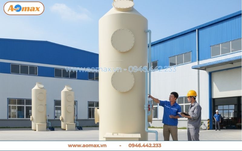 Tháp hấp thụ xử lý khí thải D1500 bằng composite FRP cao cấp