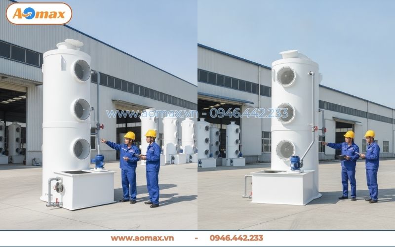Xưởng sản xuất trực tiếp tháp hấp thụ xử lý khí thải D1800
