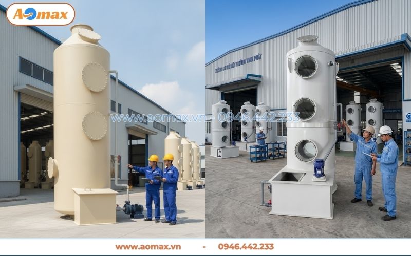 Tháp hấp thụ xử lý khí thải D1800 lưu lượng 15000 m3/h